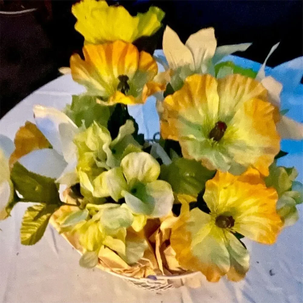 Please Read! Yellow Artificial Arrangement in Decorative Basket Centerpiece